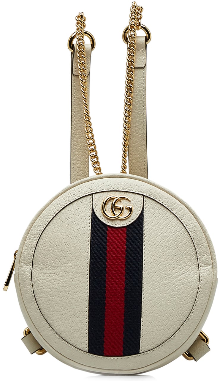 Gucci Mini Leather Round Ophidia Backpack Wit