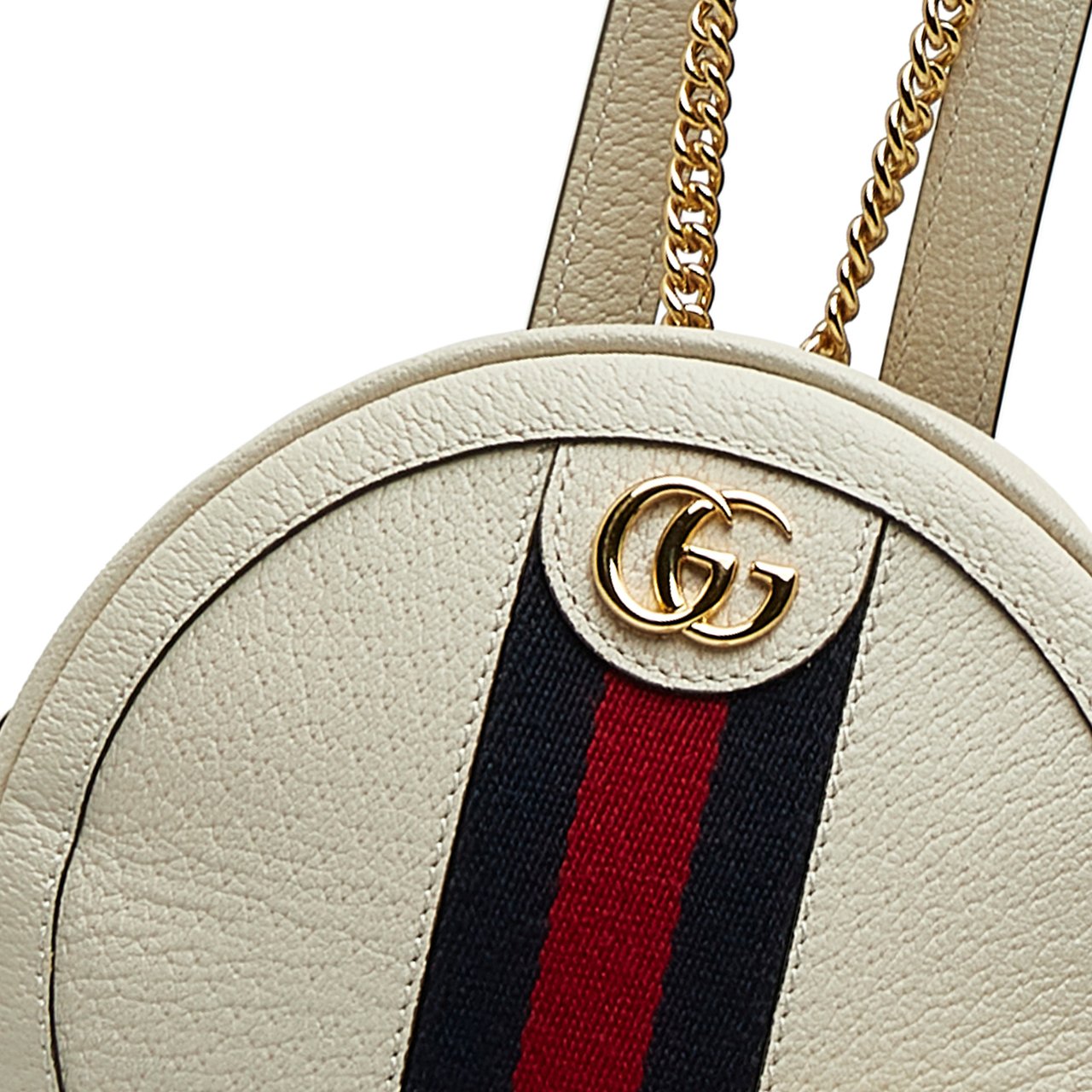 Gucci Mini Leather Round Ophidia Backpack Wit