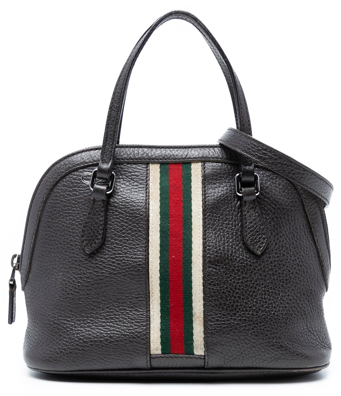 Gucci Mini Leather Web Dome Satchel Bruin