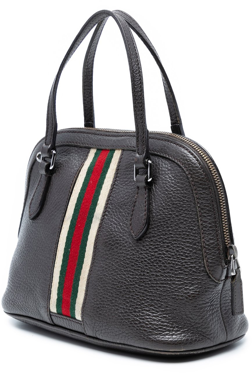 Gucci Mini Leather Web Dome Satchel Bruin