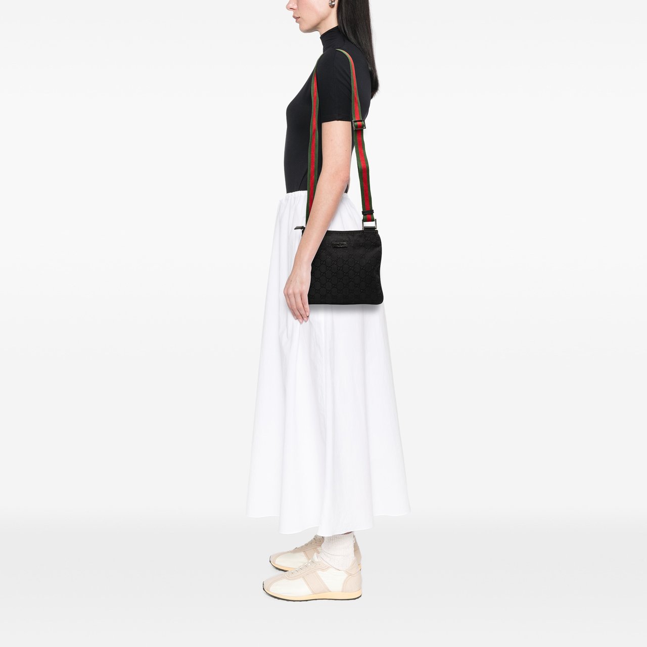 Gucci GG Canvas Web Crossbody Zwart