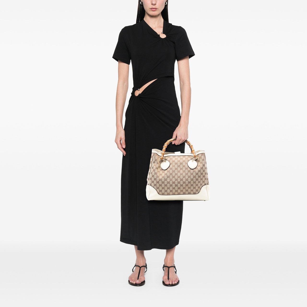 Gucci Medium GG Canvas Bamboo Diana Tote Bruin