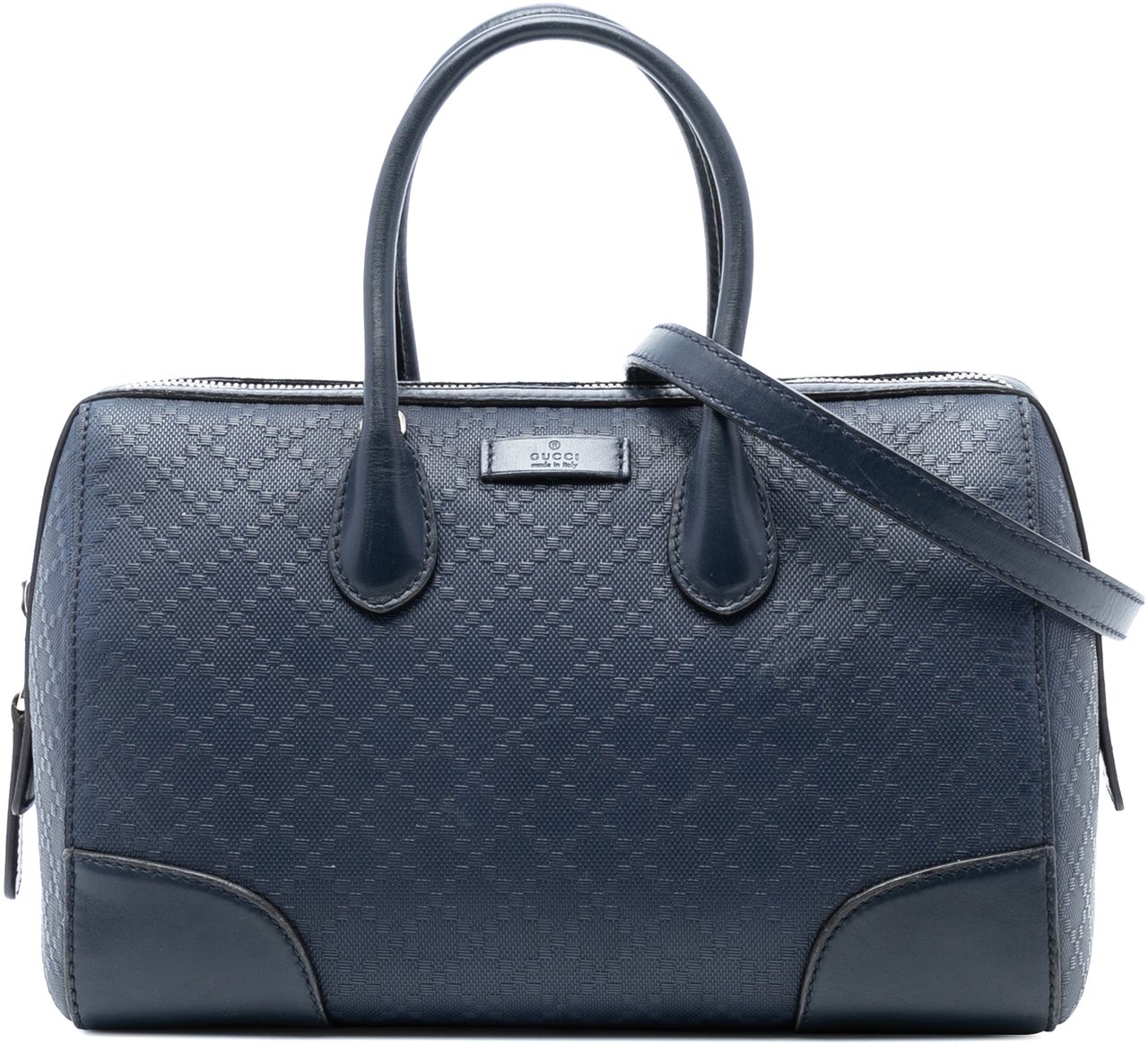 Gucci Diamante Leather Boston Bag Blauw