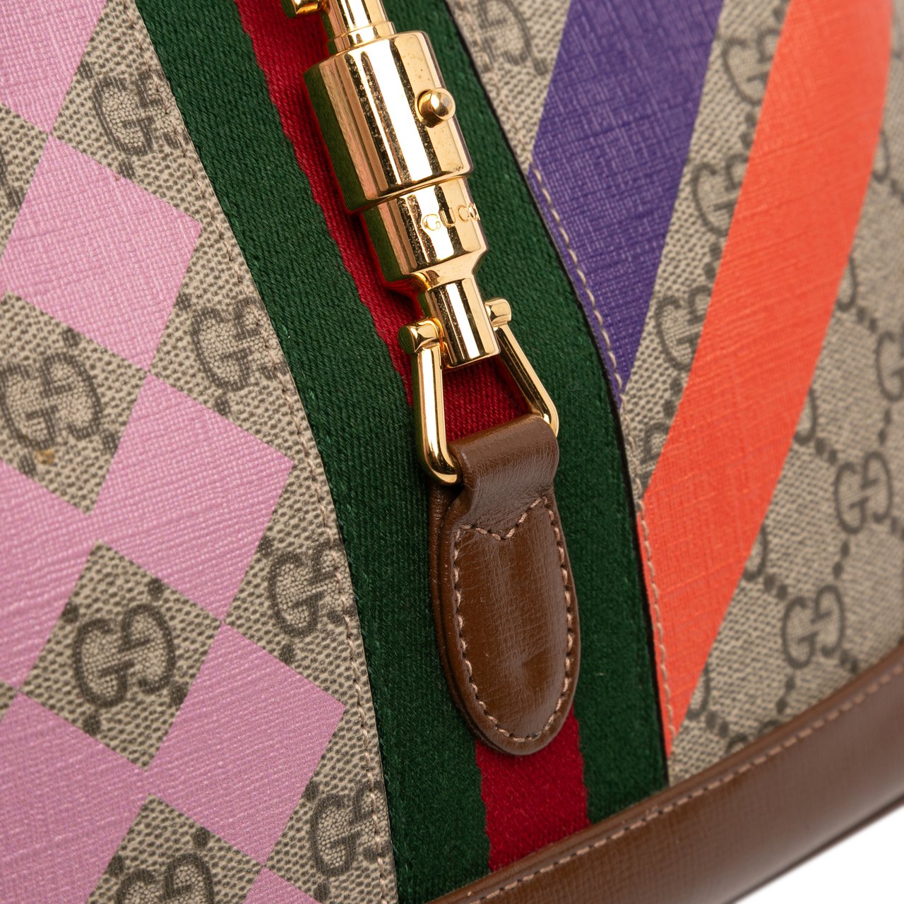 Gucci Small GG Supreme Web Geometric Jackie 1961 Crossbody Bruin