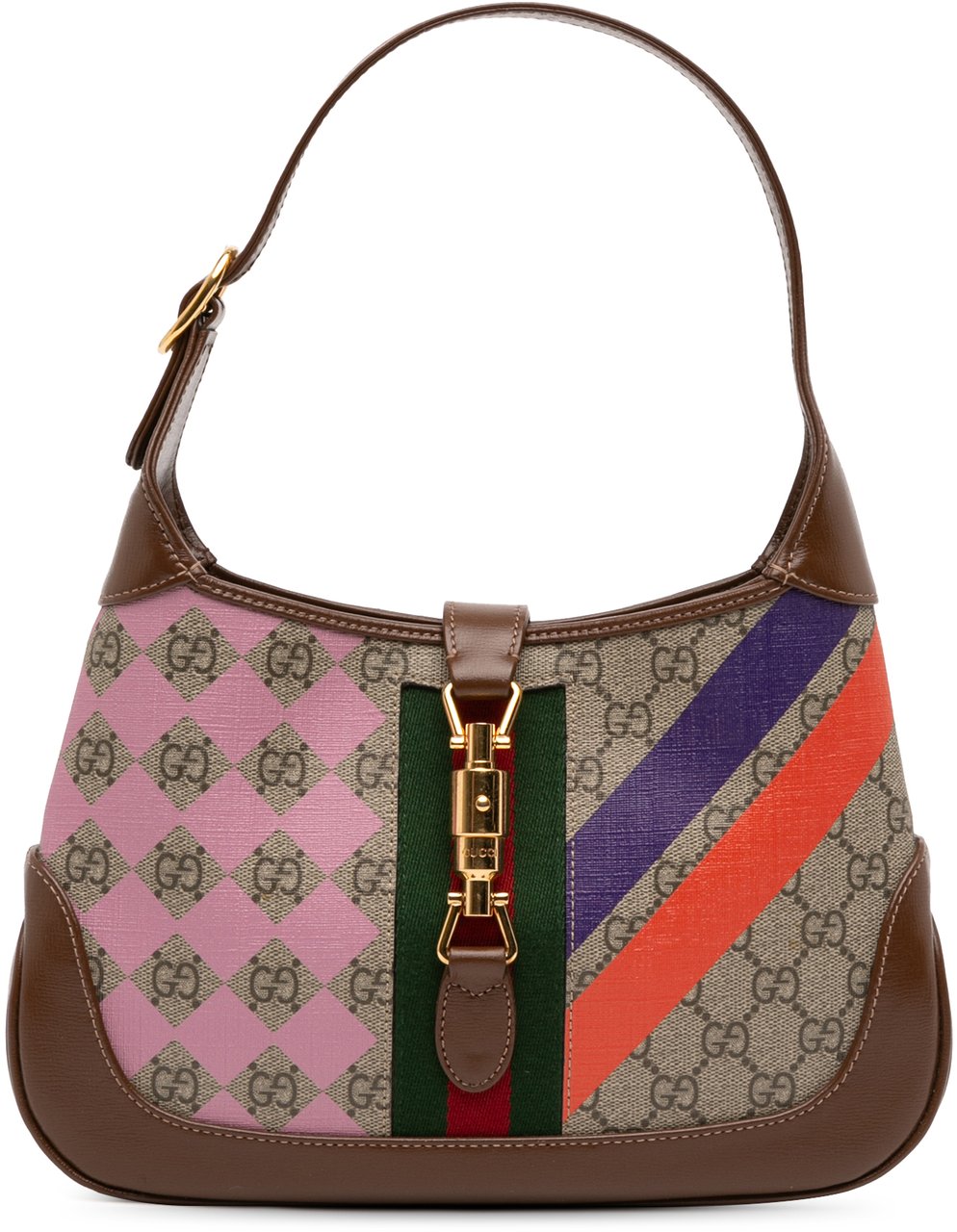 Gucci Small GG Supreme Web Geometric Jackie 1961 Crossbody Bruin