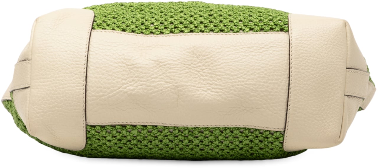 Gucci Large Raffia Bamboo Shopper Tote Groen