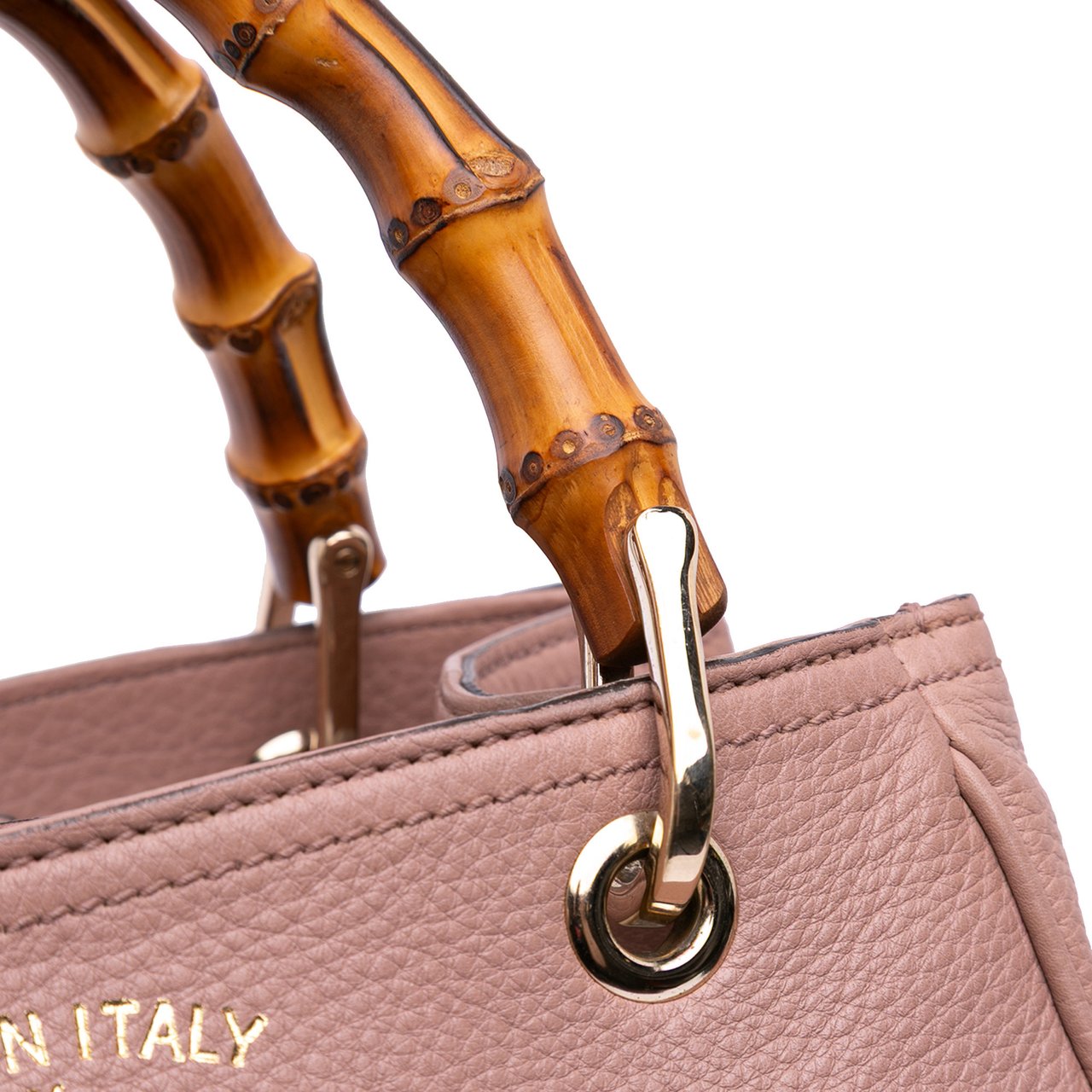 Gucci Small Calfskin Bamboo Shopper Satchel Roze