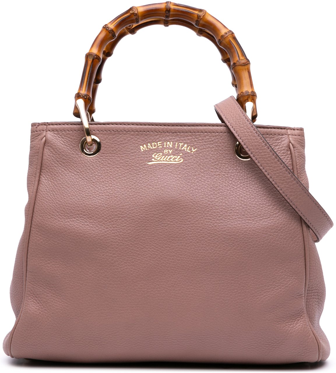 Gucci Small Calfskin Bamboo Shopper Satchel Roze