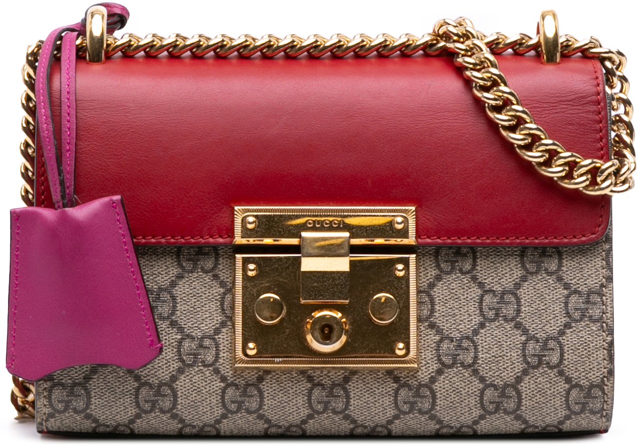 Gucci Small GG Supreme Padlock Crossbody Bruin