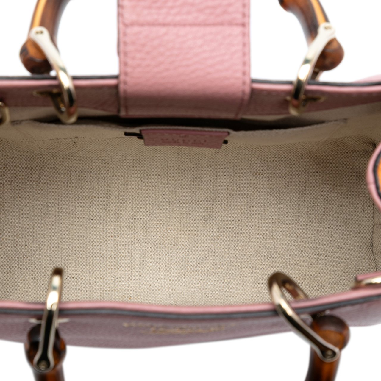 Gucci Mini Bicolor Calfskin Bamboo Shopper Satchel Roze