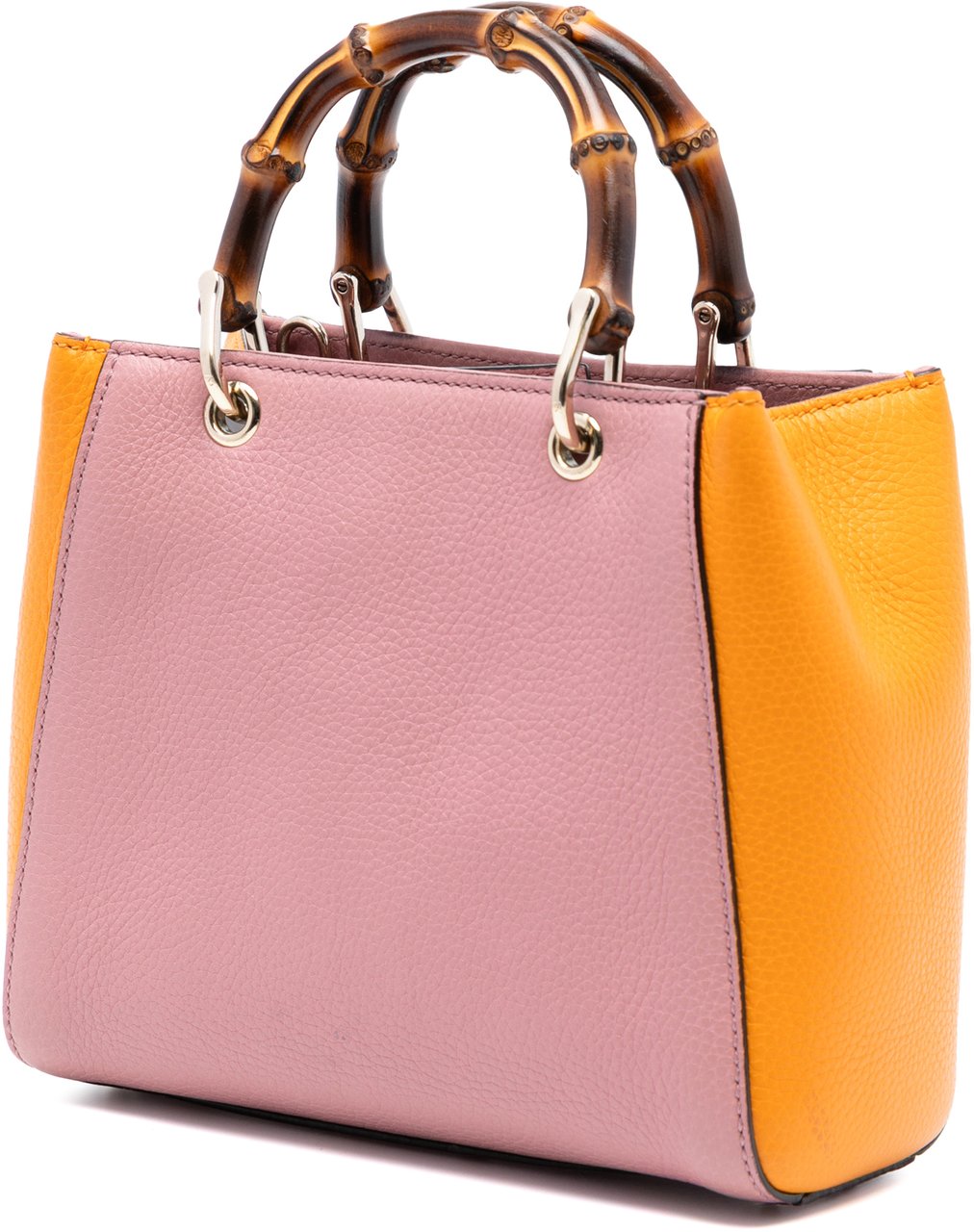 Gucci Mini Bicolor Calfskin Bamboo Shopper Satchel Roze