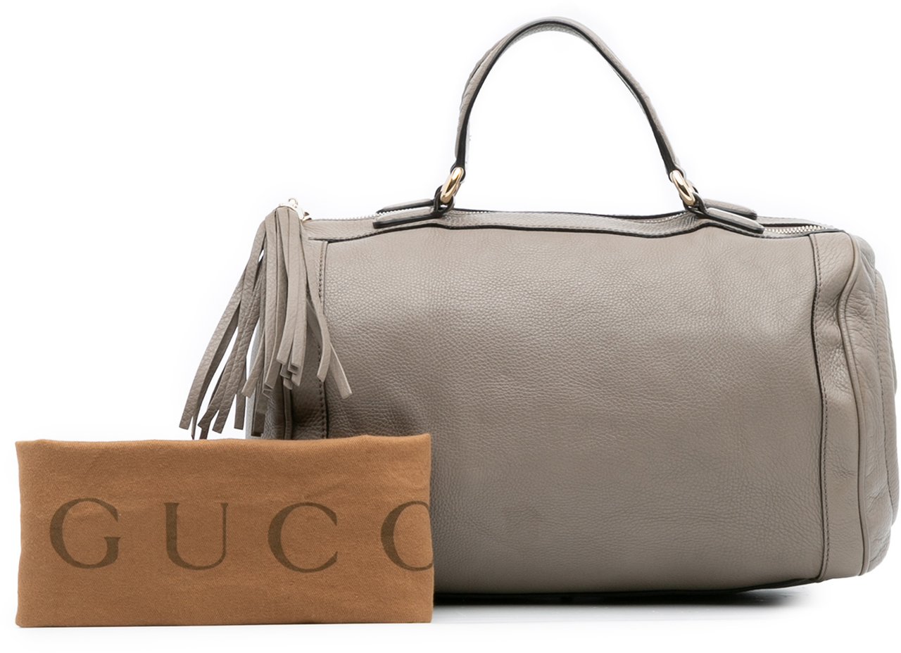 Gucci Medium Pebbled Calfskin Soho Boston Bag Grijs