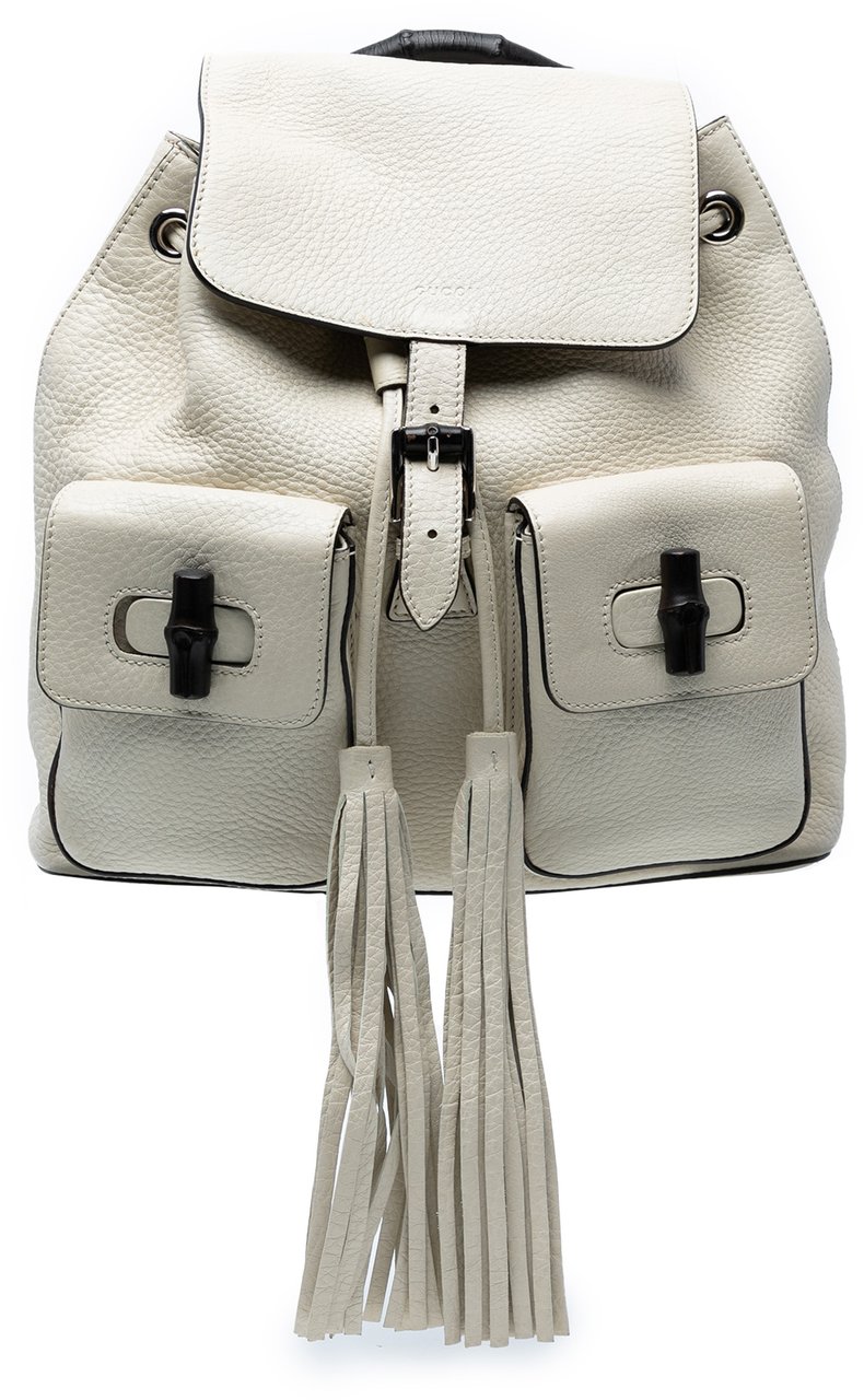 Gucci Leather Bamboo Tassel Backpack Wit
