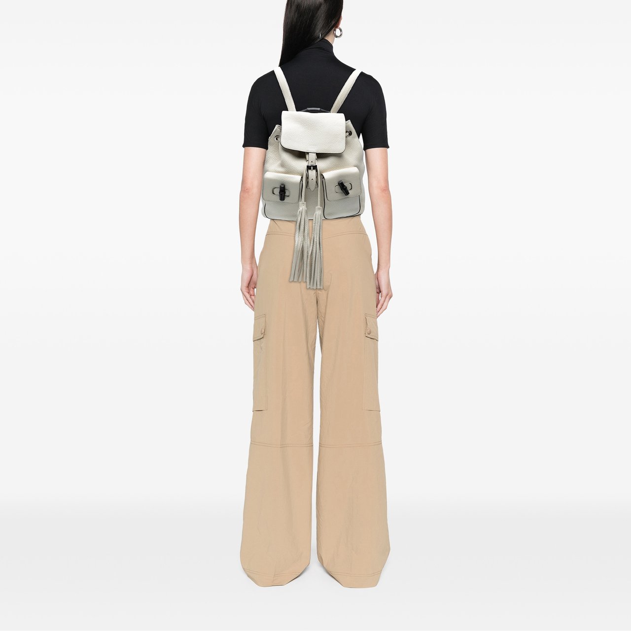 Gucci Leather Bamboo Tassel Backpack Wit