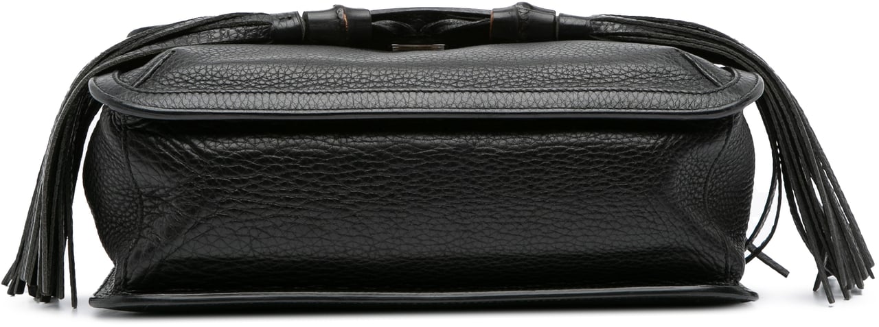 Gucci Medium Leather Bamboo Daily Crossbody Zwart