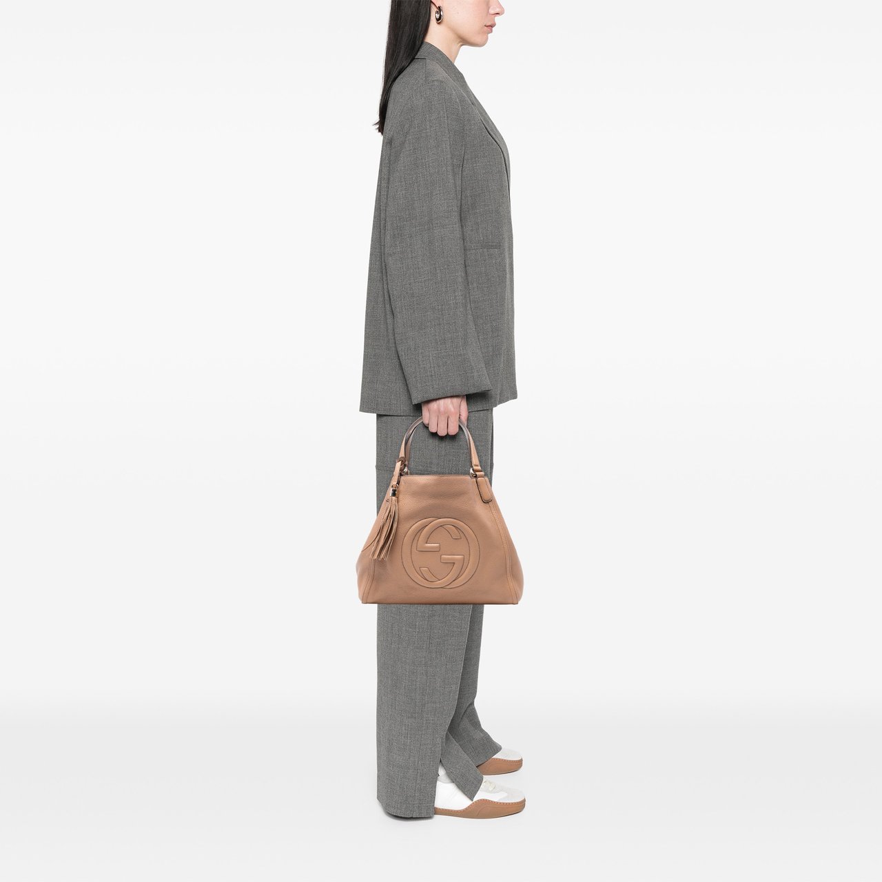 Gucci Medium Leather Soho Cellarius Tote Bruin