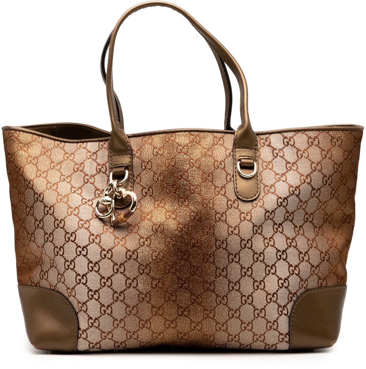 Gucci GG Lurex Heart Bit Tote Bruin