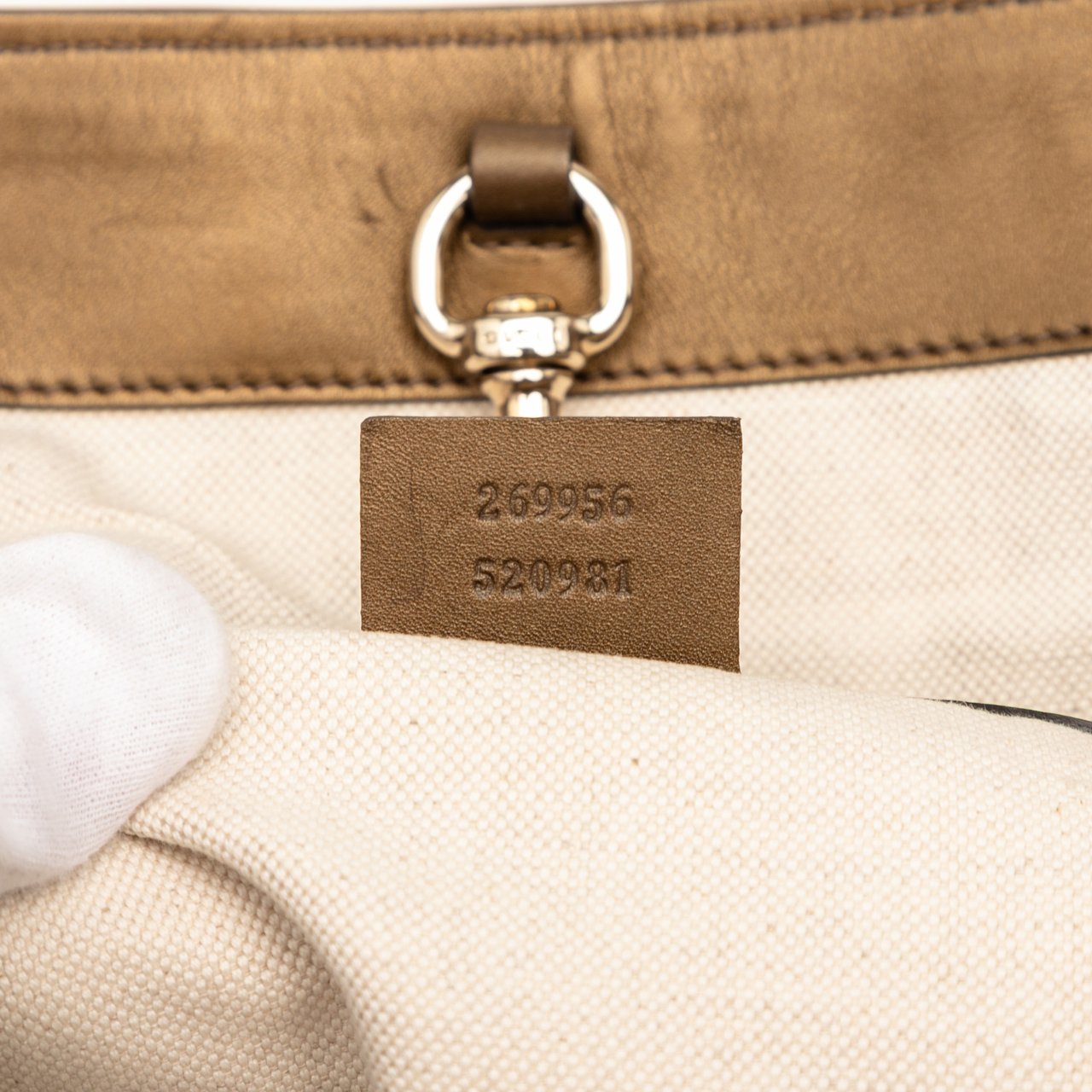 Gucci GG Lurex Heart Bit Tote Bruin