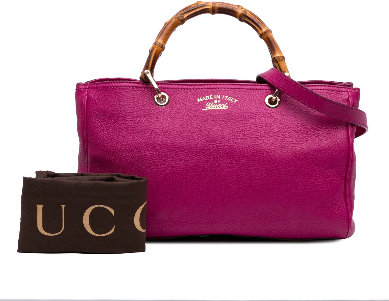Gucci Medium Calfskin Bamboo Shopper Satchel Roze