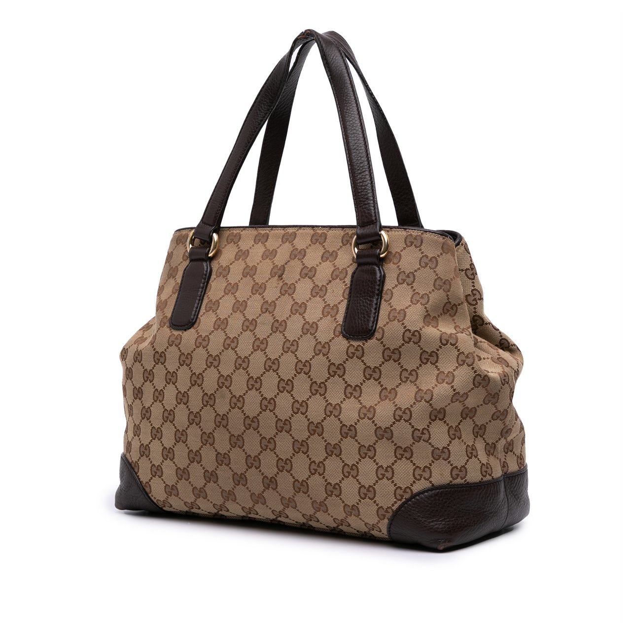 Gucci Medium GG Canvas Web Dressage Tote Bruin