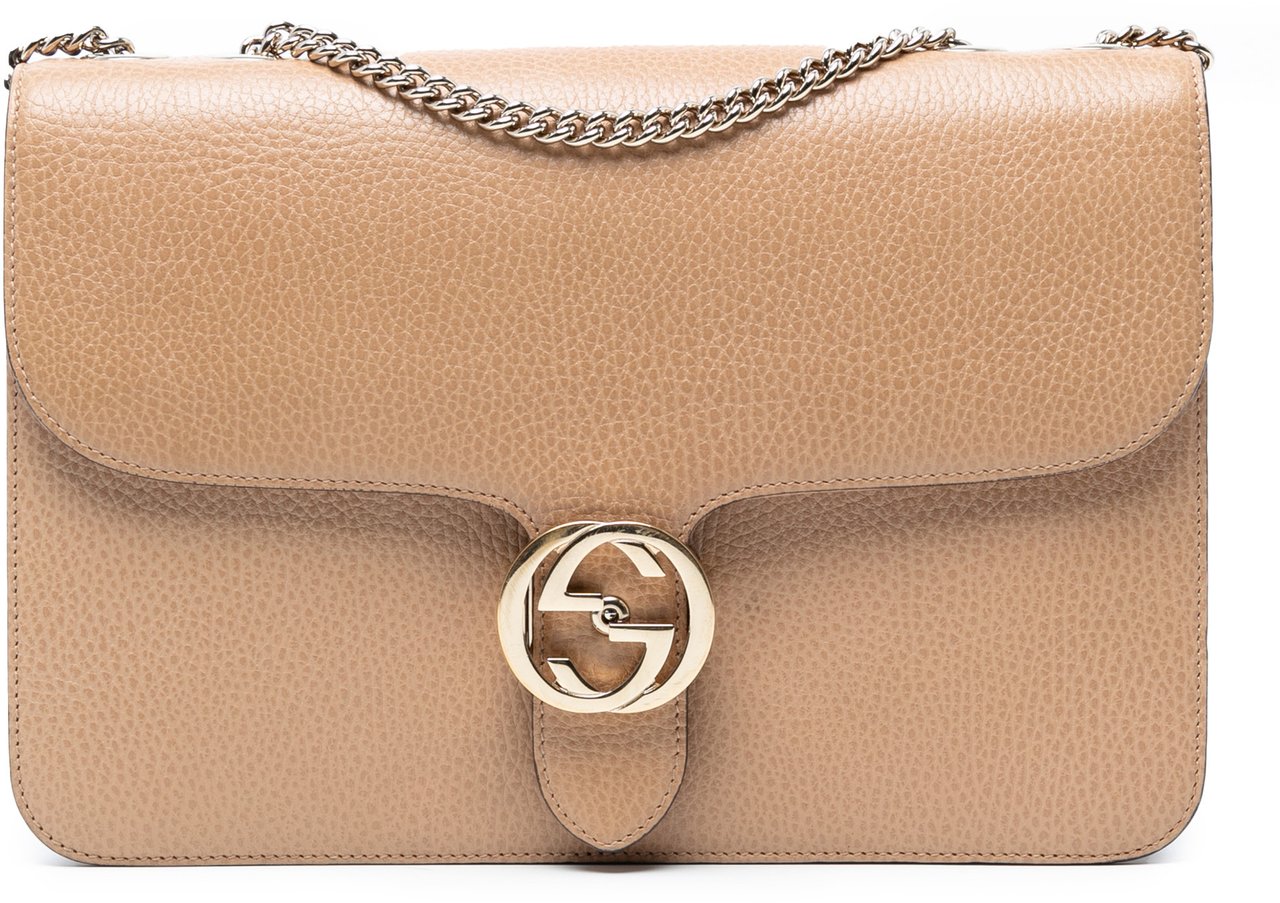 Gucci Medium Dollar Calfskin Interlocking G Crossbody Bruin