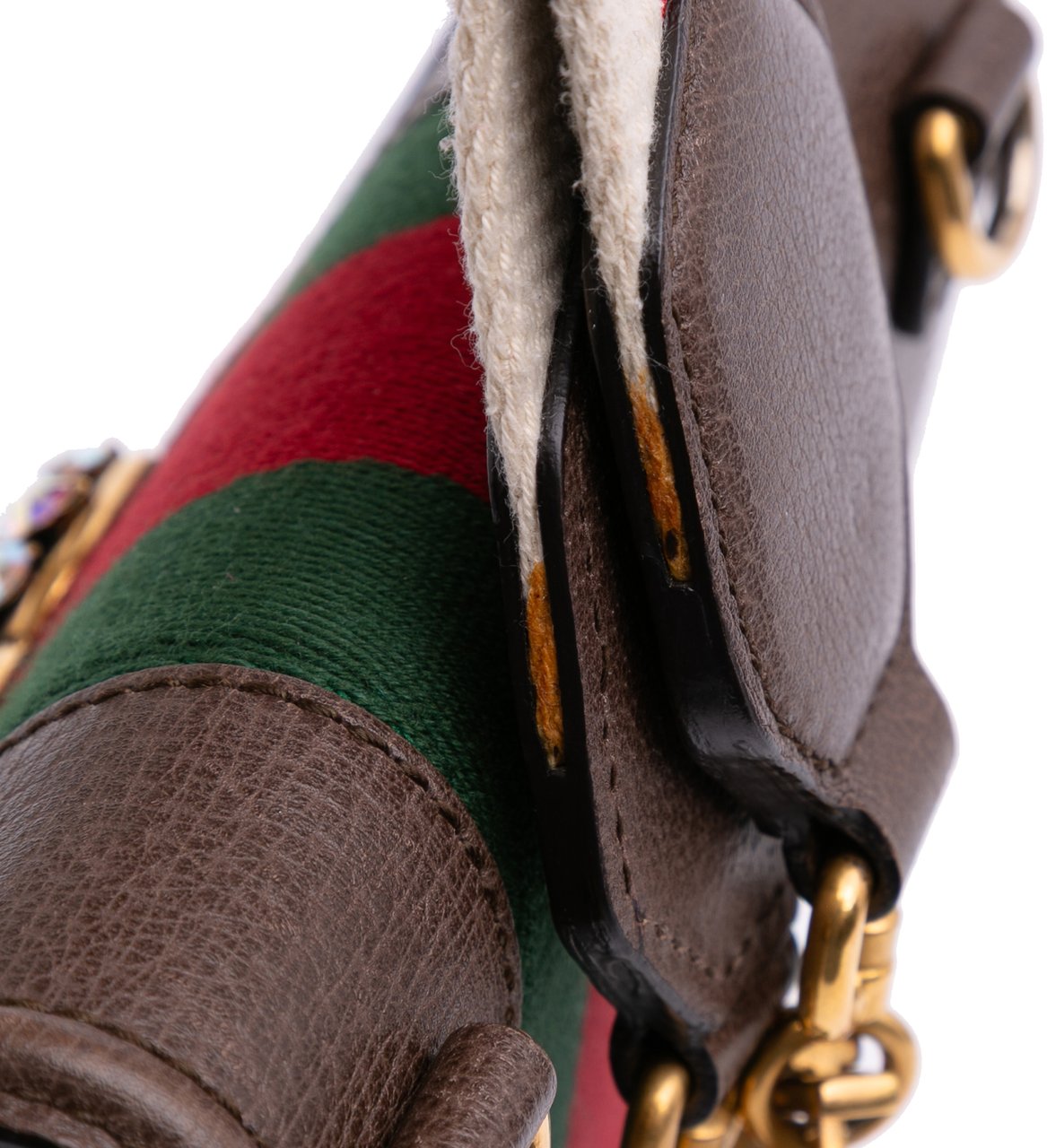 Gucci Small Linea Totem Crystal Heart Crossbody Bruin
