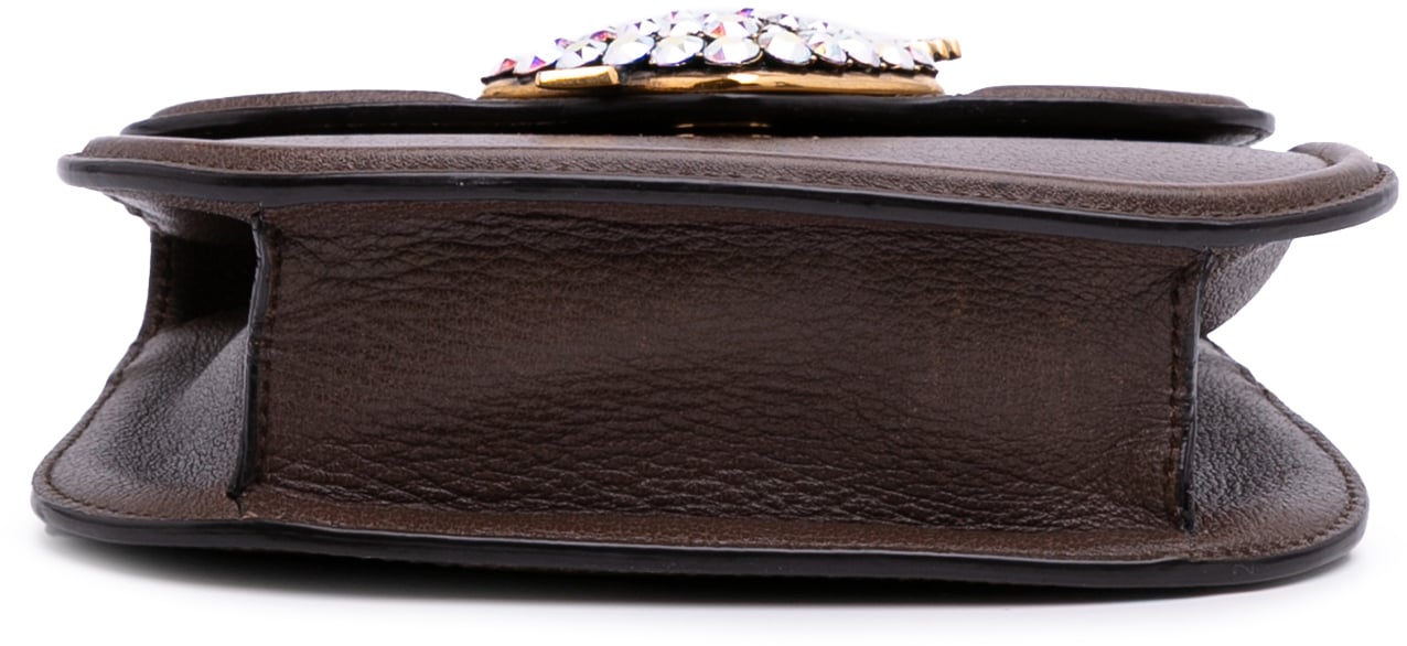 Gucci Small Linea Totem Crystal Heart Crossbody Bruin