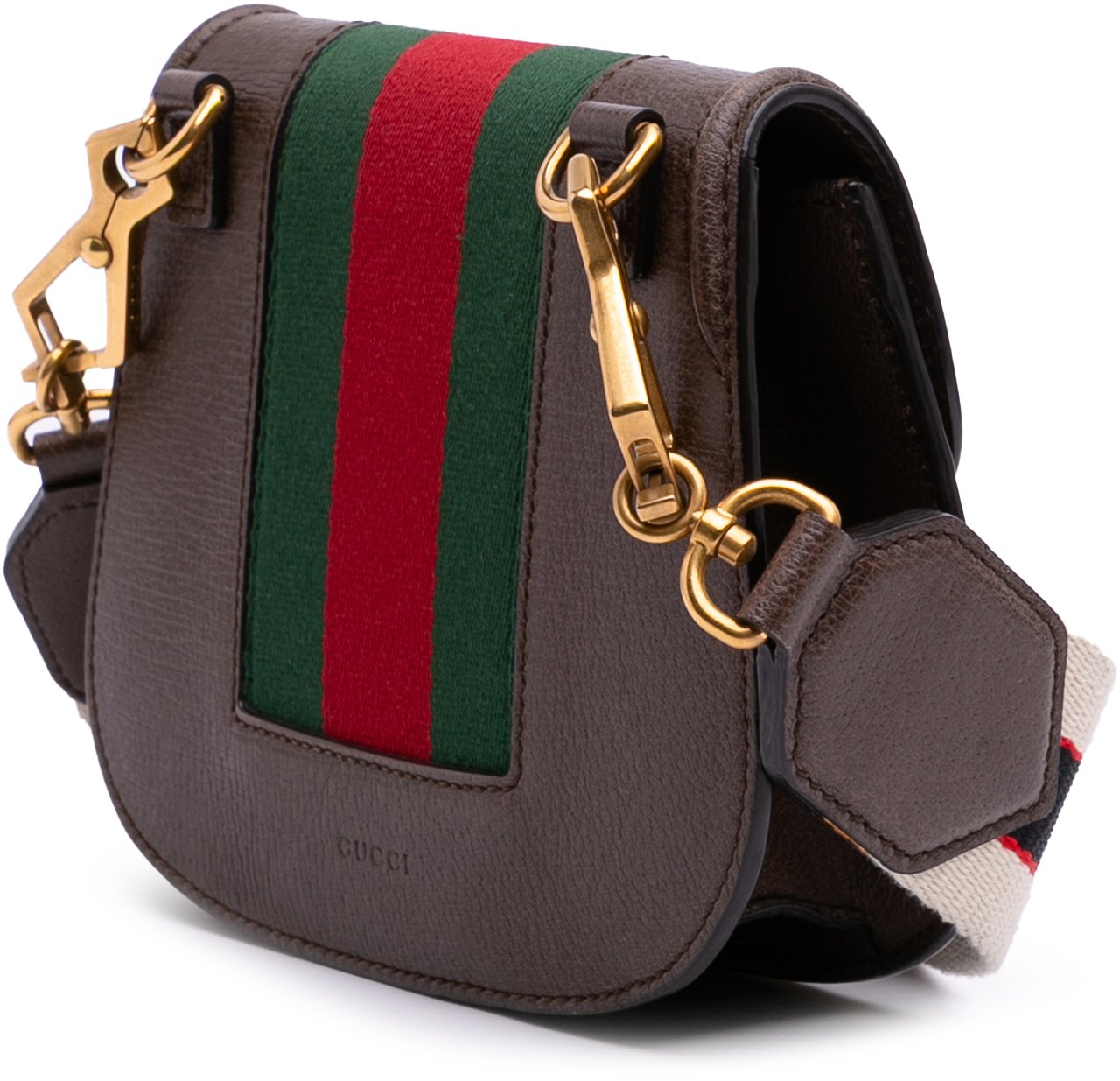 Gucci Small Linea Totem Crystal Heart Crossbody Bruin