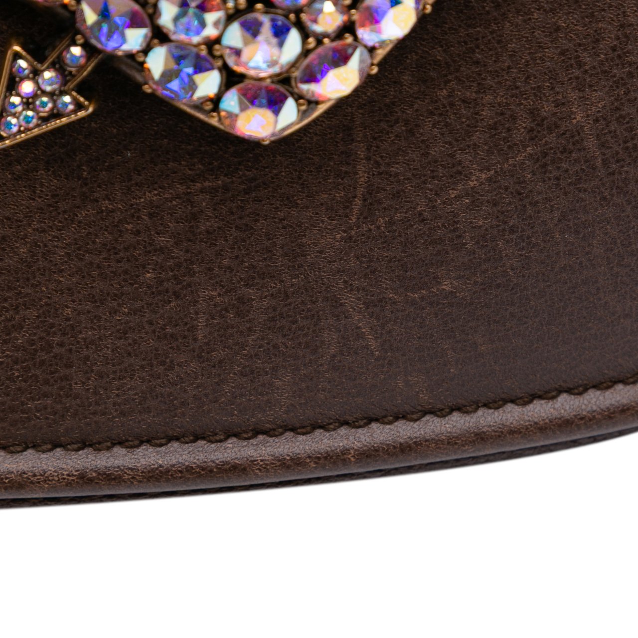 Gucci Small Linea Totem Crystal Heart Crossbody Bruin