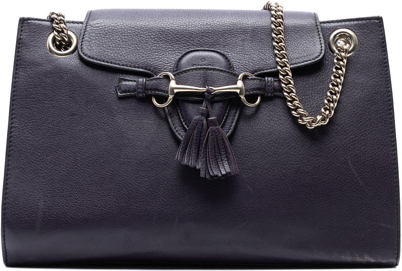 Gucci Large Leather Emily Shoulder Bag Paars