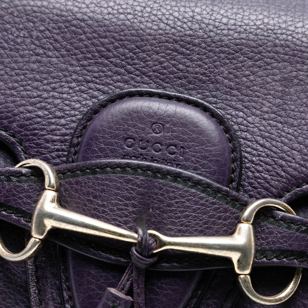 Gucci Large Leather Emily Shoulder Bag Paars