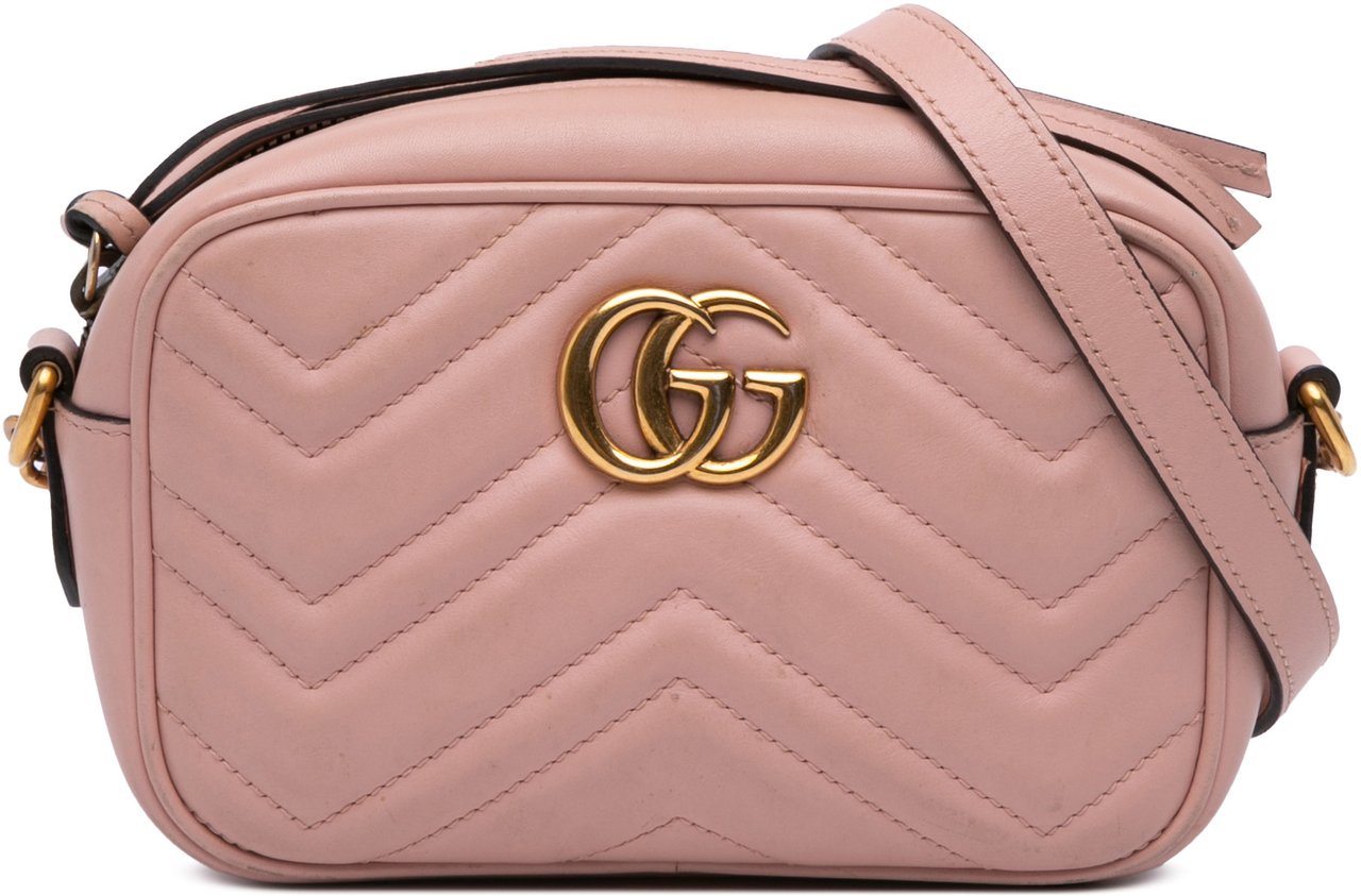 Gucci Mini GG Marmont Matelasse Leather Crossbody Roze