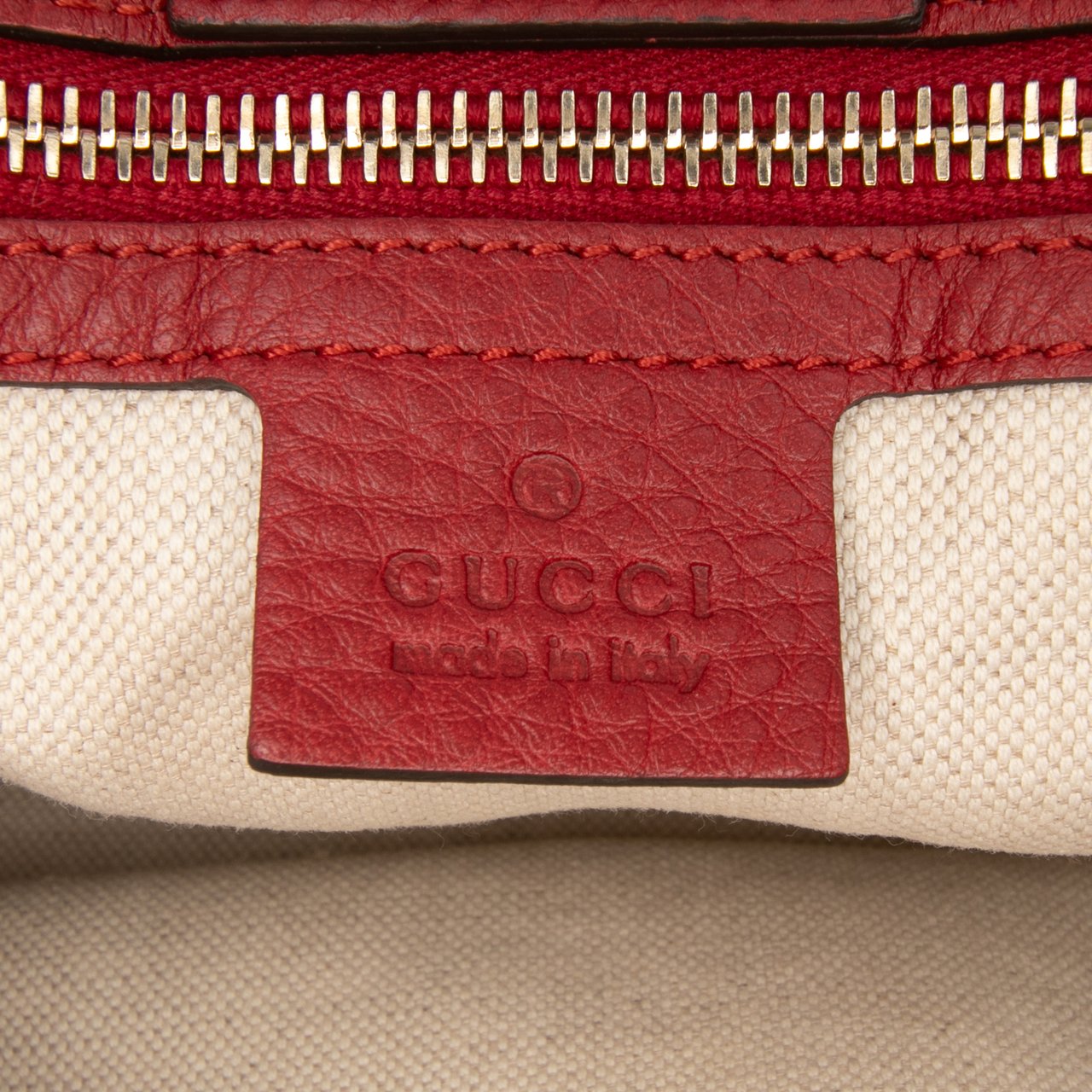 Gucci Medium Calfskin Bamboo Shopper Satchel Rood