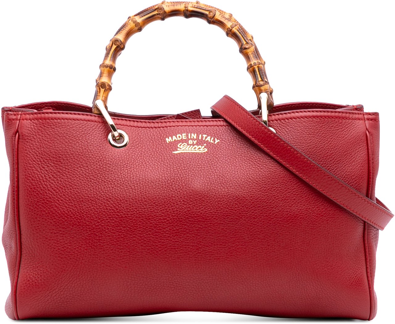 Gucci Medium Calfskin Bamboo Shopper Satchel Rood