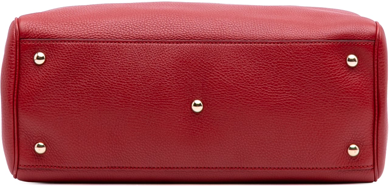 Gucci Medium Calfskin Bamboo Shopper Satchel Rood