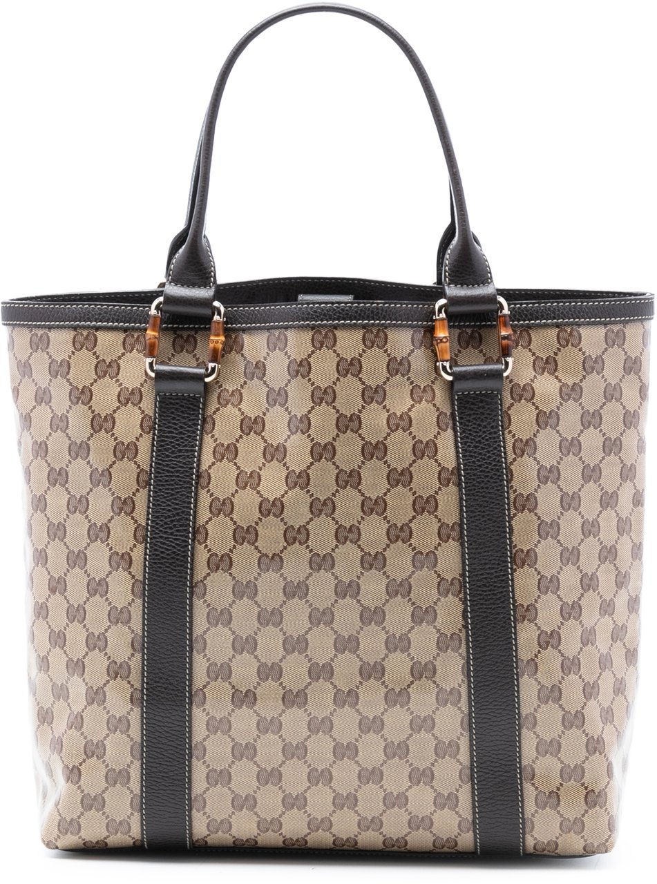Gucci GG Crystal Bamboo Shopper Tote Bruin