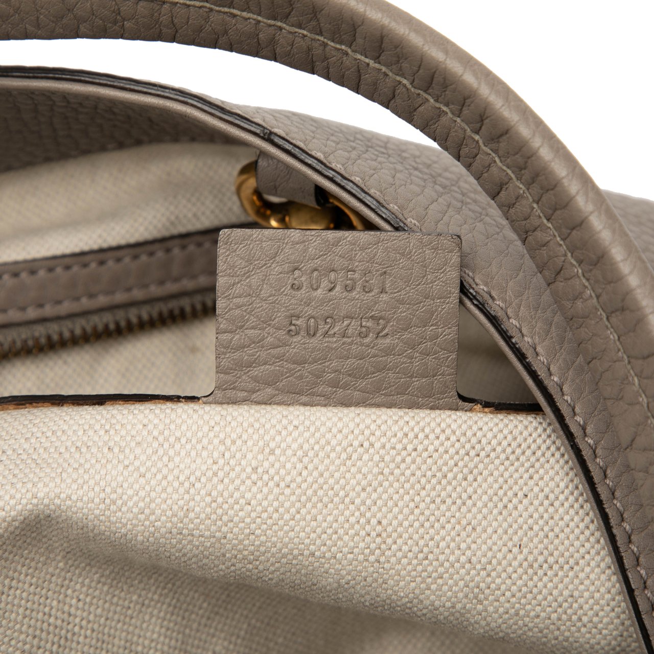 Gucci Medium Pebbled Calfskin Twill Tote Bruin