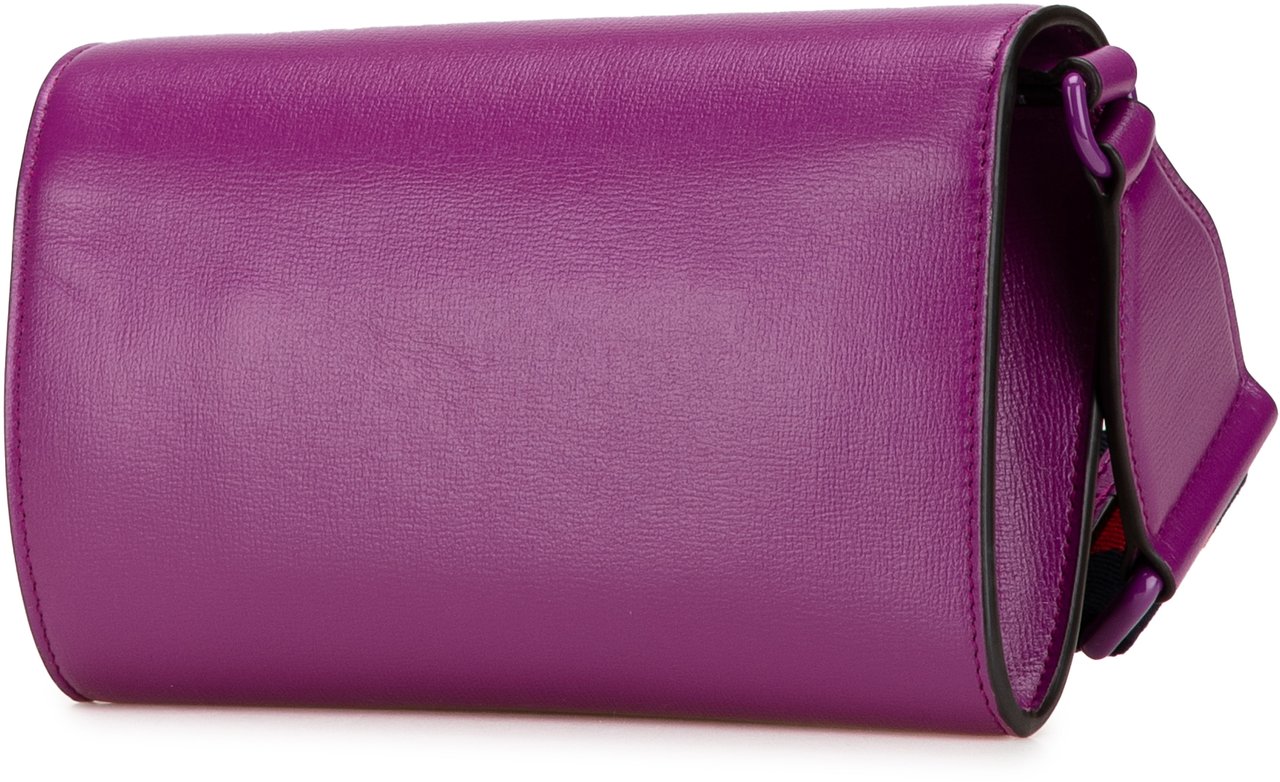 Gucci Mini Leather Horsebit 1955 Web Crossbody Paars