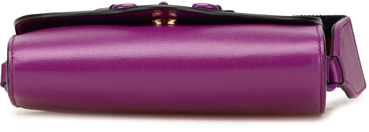 Gucci Mini Leather Horsebit 1955 Web Crossbody Paars