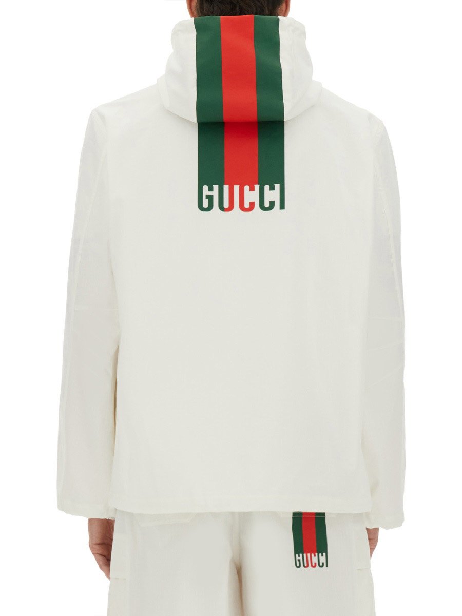 Gucci "Web" Zipper Sweatshirt Wit