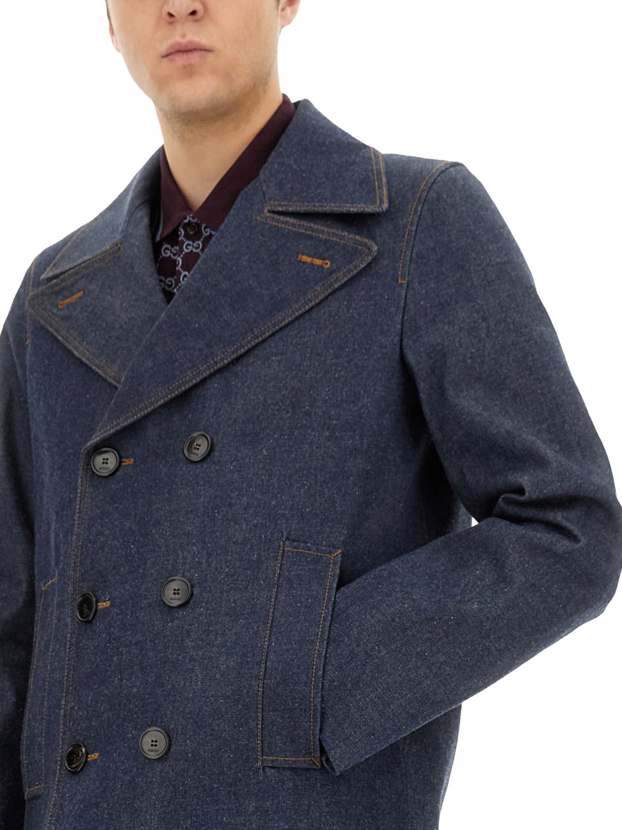 Gucci Structured Denim Jacket with Button-up Front Zwart