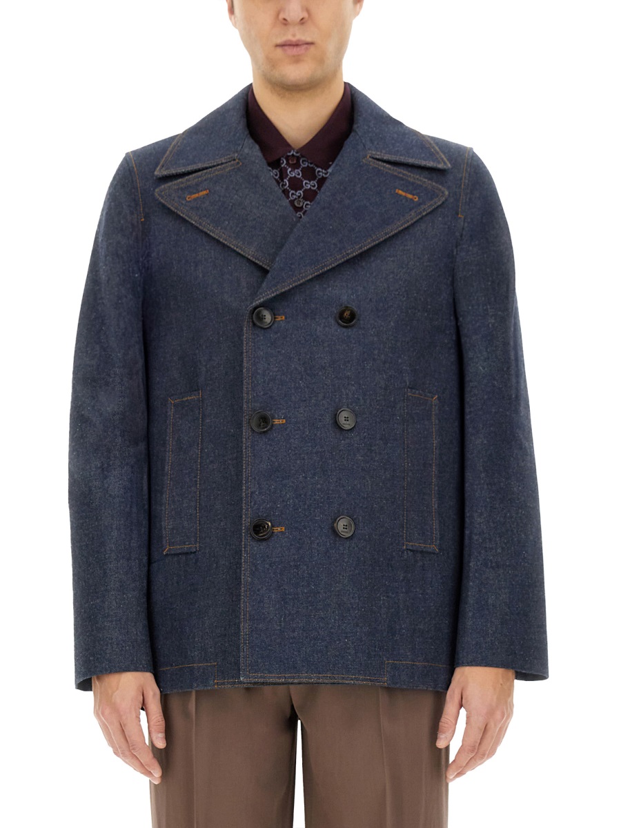 Gucci Structured Denim Jacket with Button-up Front Zwart