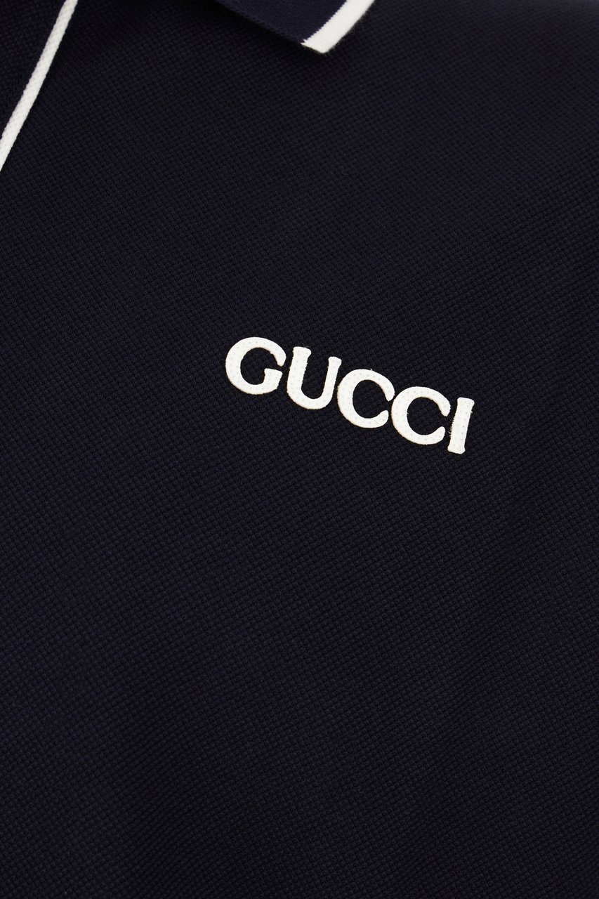 Gucci Gucci Midnight blue piquet polo shirt Blauw