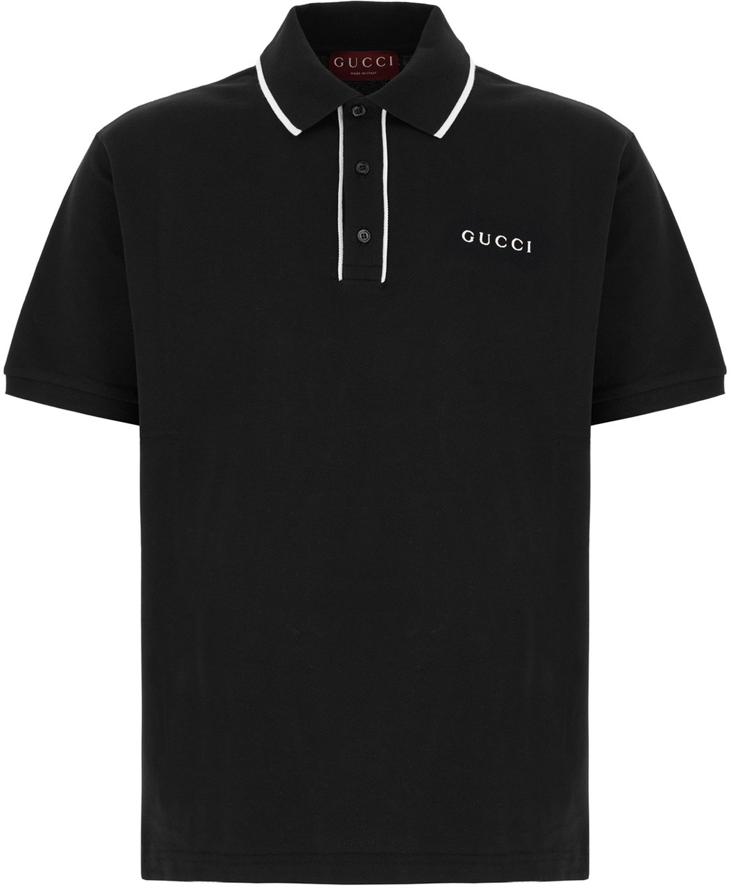Gucci Gucci Black stretch piquet polo shirt Zwart