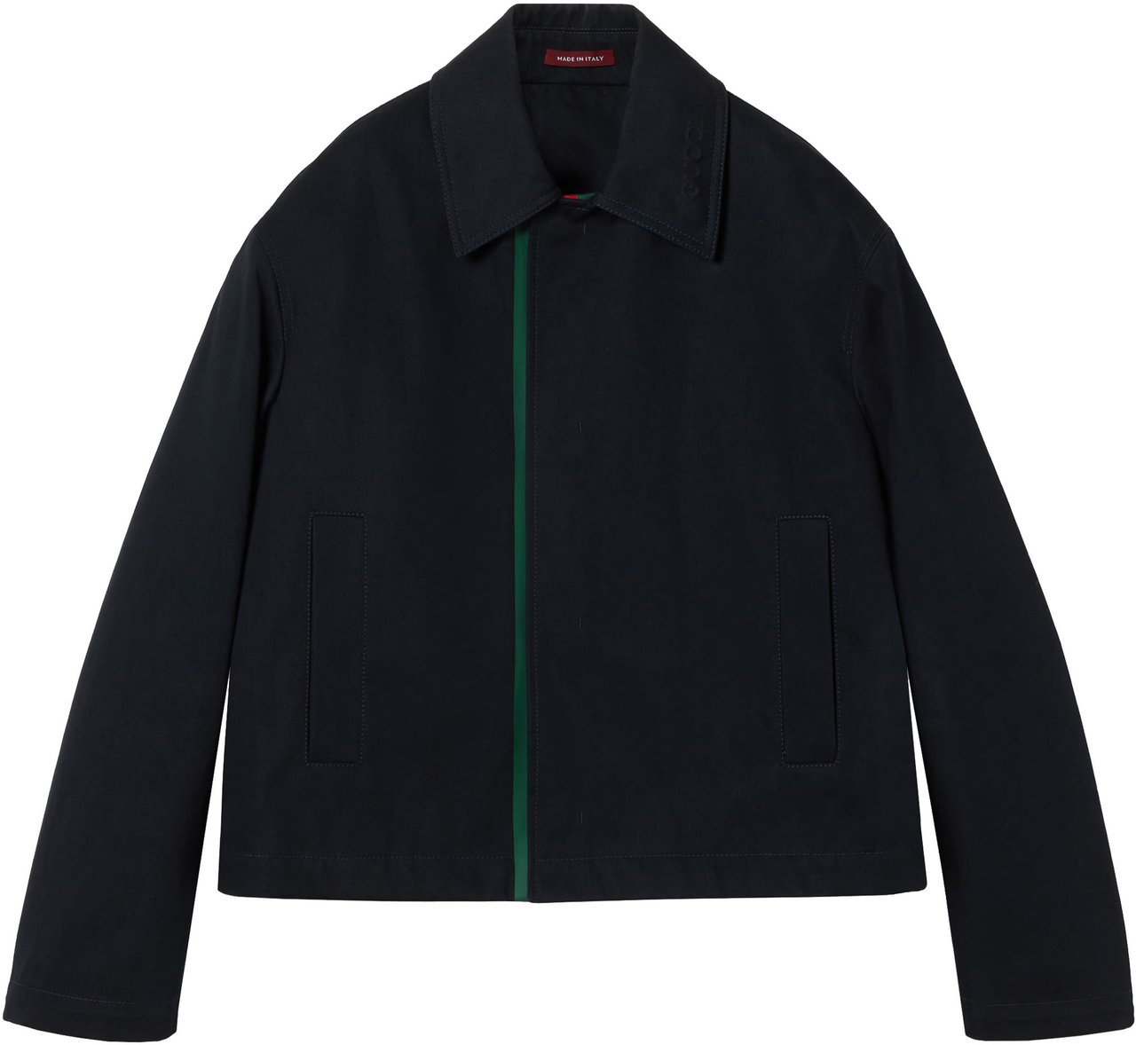 Gucci Black Cropped Blouson Striped Casual Jacket Zwart