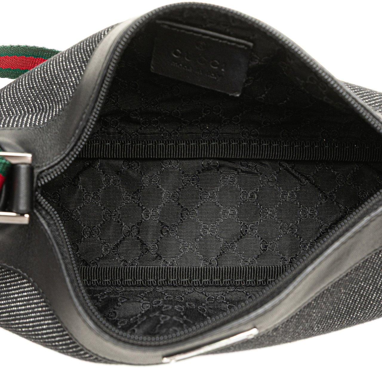 Gucci Denim Web Shoulder Bag Zwart