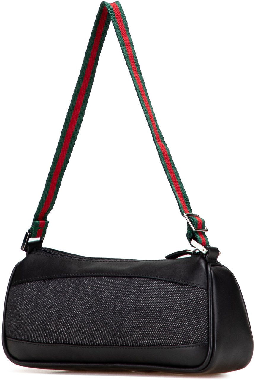 Gucci Denim Web Shoulder Bag Zwart
