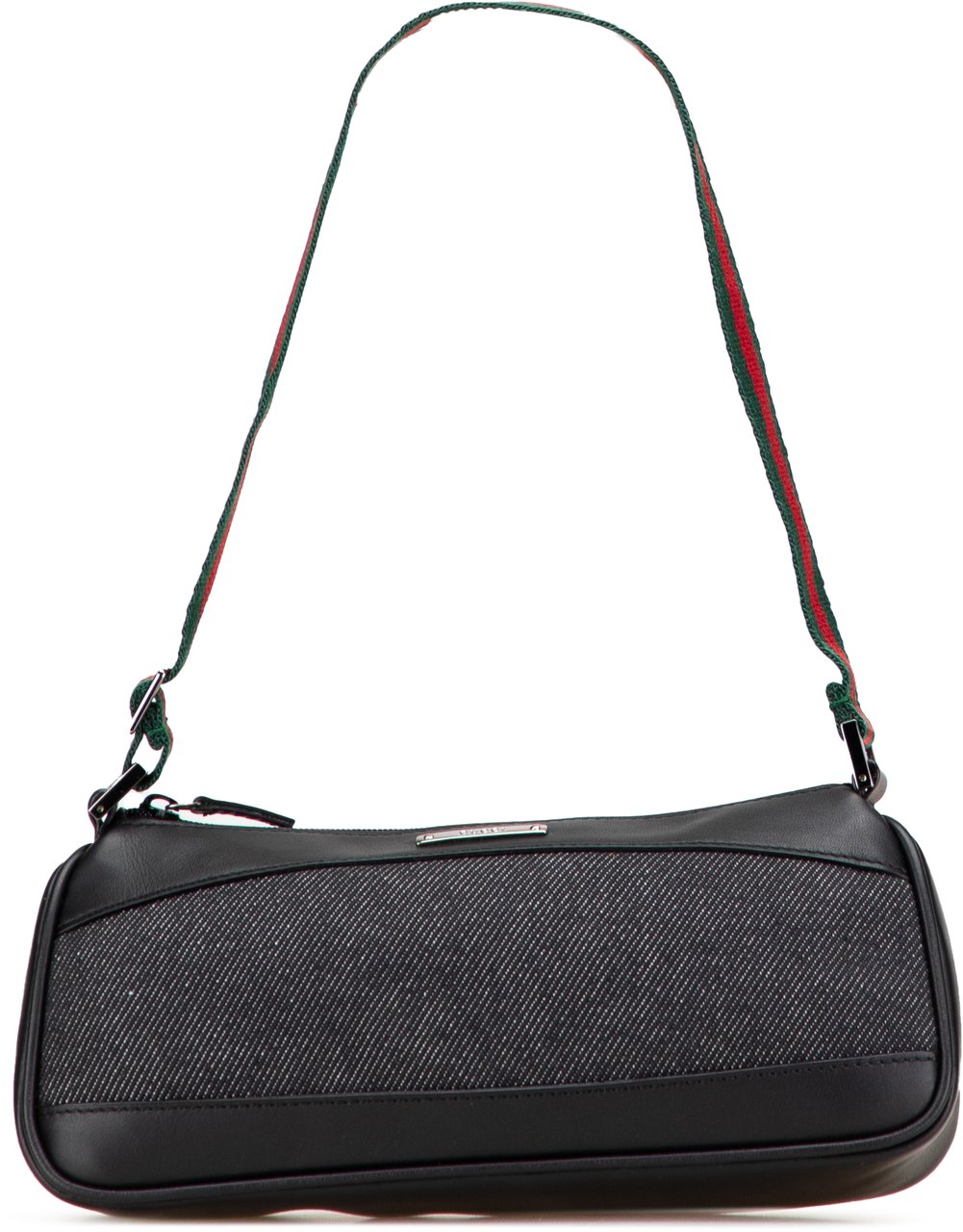Gucci Denim Web Shoulder Bag Zwart