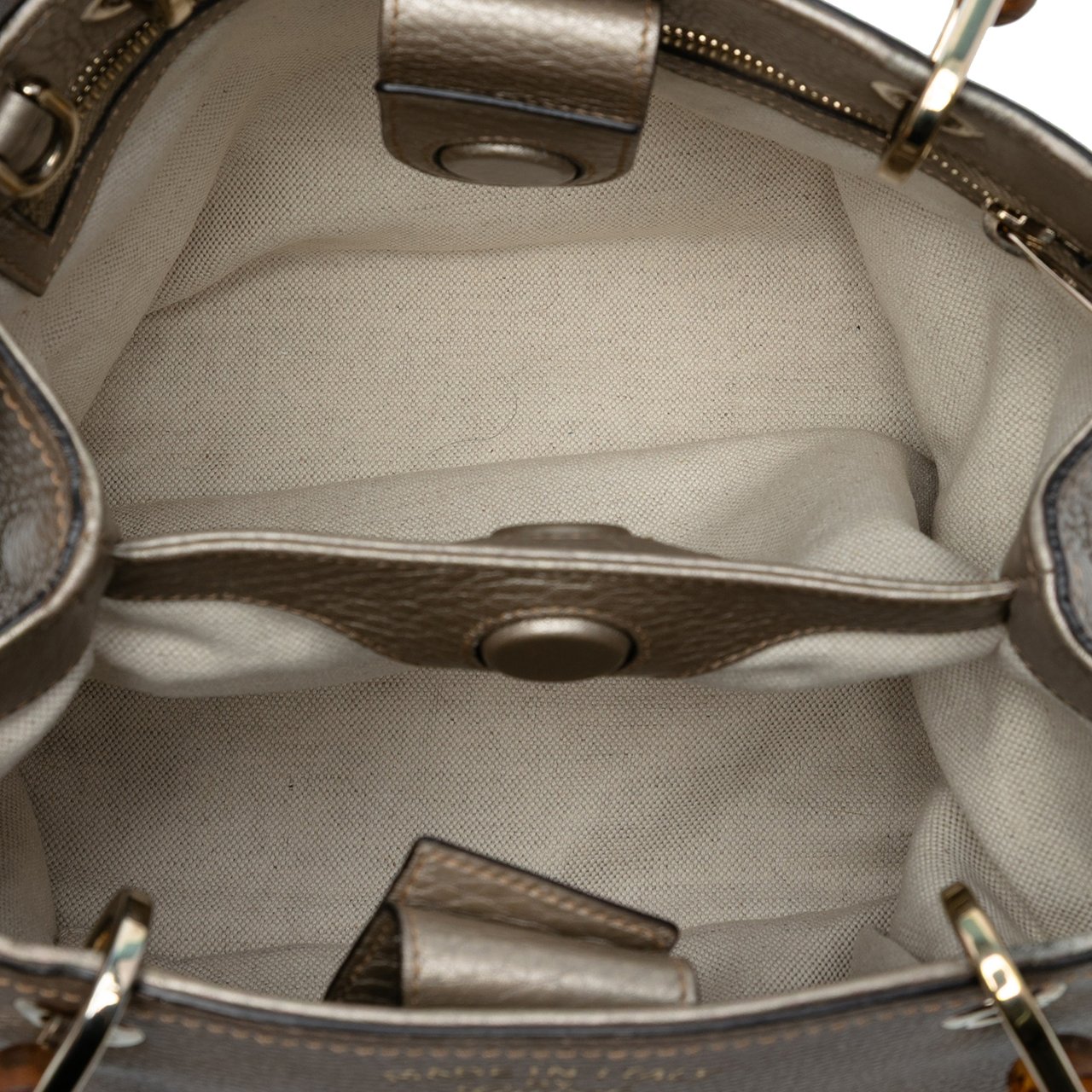 Gucci Small Calfskin Bamboo Shopper Satchel Goud