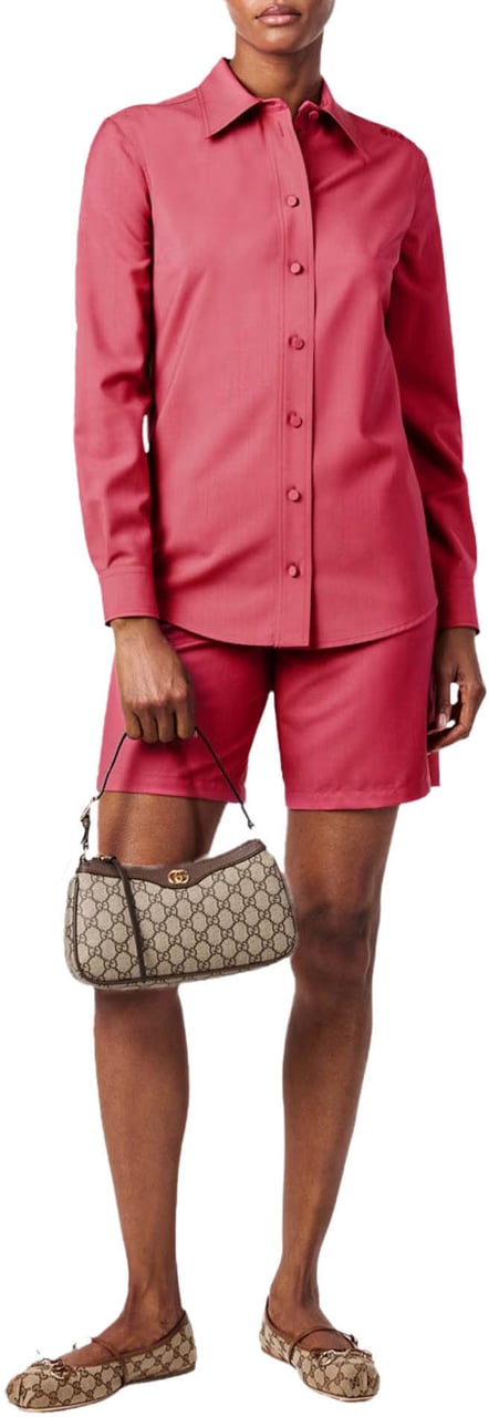 Gucci Logo Waistband Wool Shorts Roze